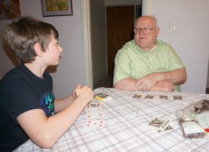 See and Edwin at cards